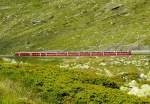 RhB - Bernina-Express 950 von Tirano nach Chur am 14.07.2013 bei alp Arlas mit Zweisystem-Triebwagen ABe 8/12 3502 (ABe 4/4 35.002 - Bi 35.602 - ABe 4/4 35.102) - Bps 2514 - Bp 2526 - Bp 2502 - Bp