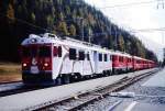 RhB - Regionalzug 1650 von Tirano nach St.Moritz am 14.10.2008 Einfahrt Cavaglia mit ABe 4/4 III 51 - ABe 4/4 III 56 - BD - AB - BD - B - B  